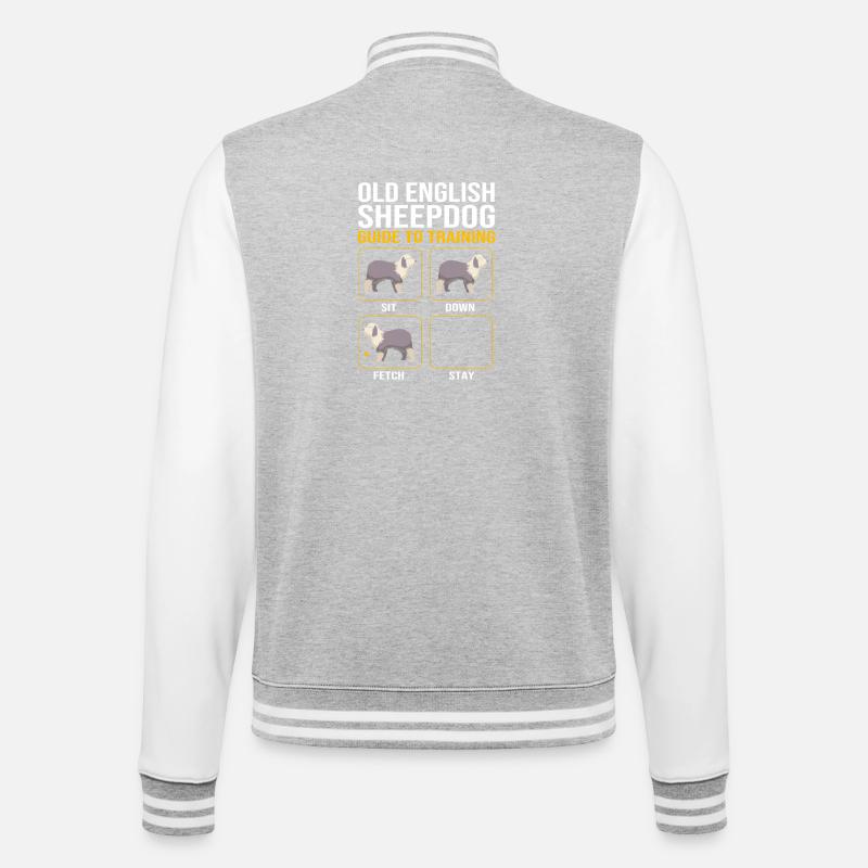Englischer Schäferhund - College-Sweatjacke - Grau meliert/Weiß