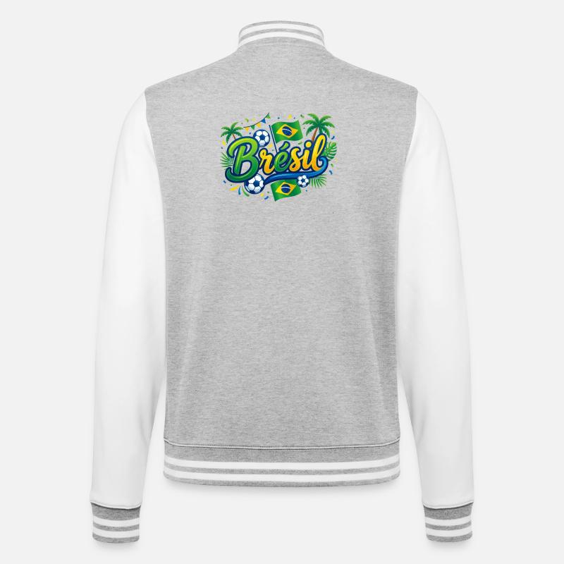 Brésil - Veste Teddy - gris chiné / blanc