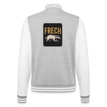  Frech Lustiger Dachs Spruch Frecher Dachs Tier - College-Sweatjacke - Grau meliert/Weiß - Hinten - Marisol (170cm)