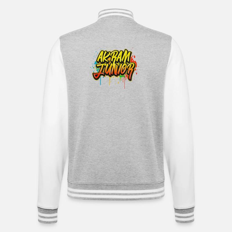 Akram Junior Graffiti - College Sweat Jacket - heather grey/white
