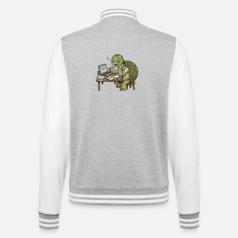 Monday Mood Turtle - College-Sweatjacke - Grau meliert/Weiß