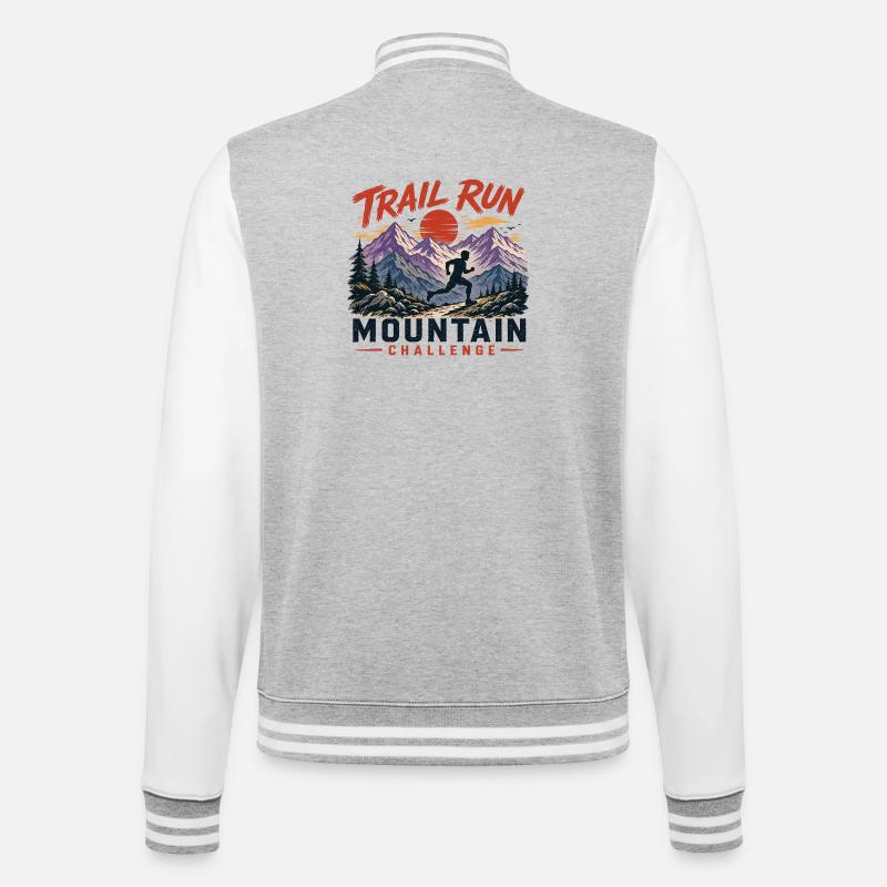Trail Run - Mountain Challenge - College Sweat Jacket - heather grey/white