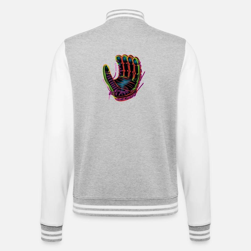 Gant de baseball Synthwave - Veste Teddy - gris chiné / blanc