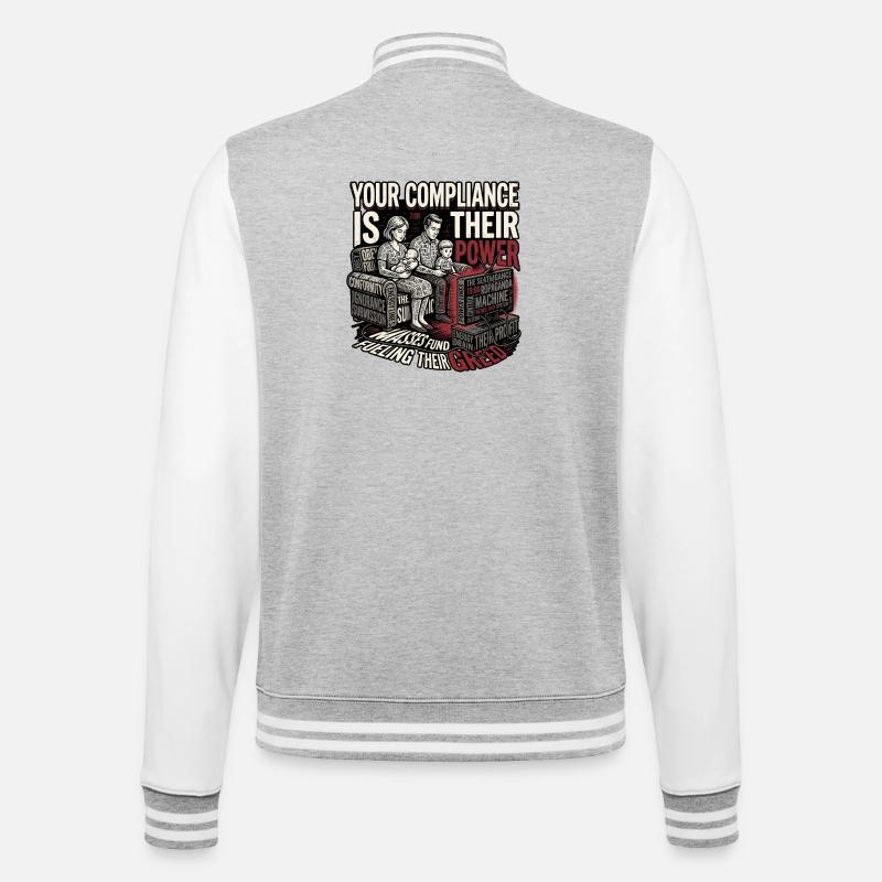 Stop manipulation - College Sweat Jacket - heather grey/white