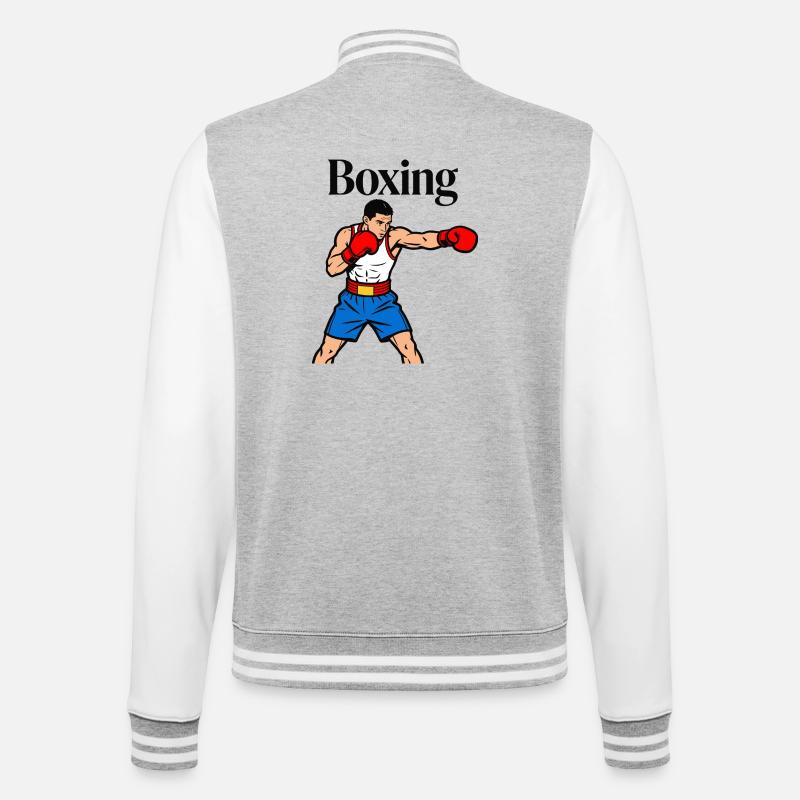 KO en boxe - Veste Teddy - gris chiné / blanc