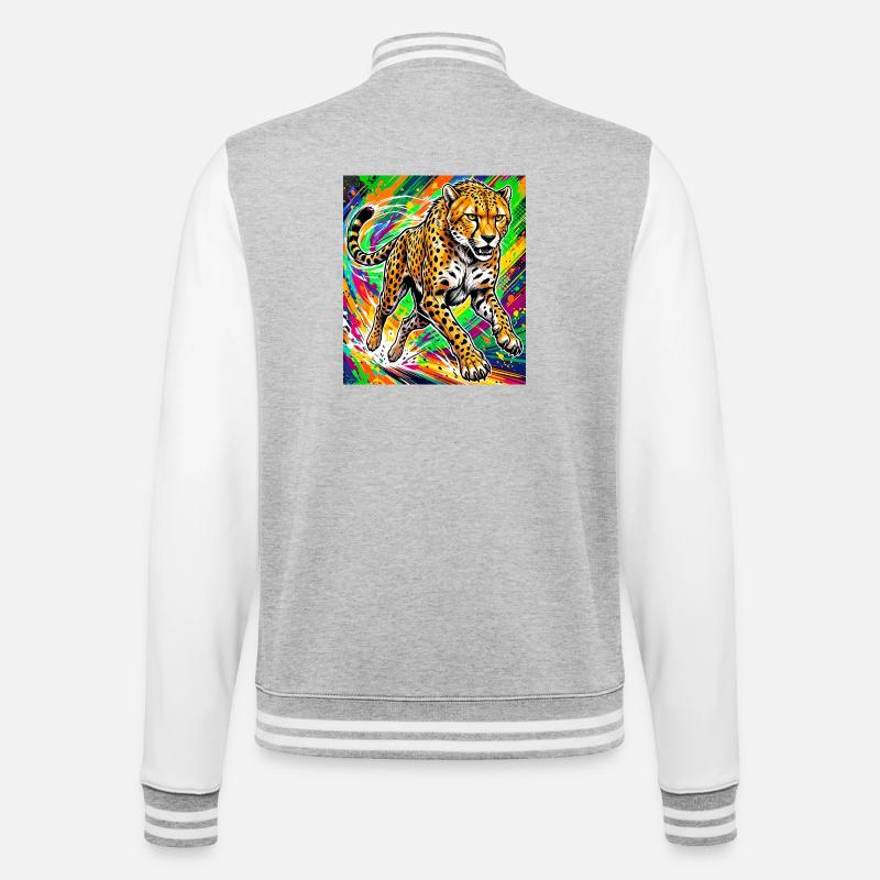 guépard - Veste Teddy - gris chiné / blanc
