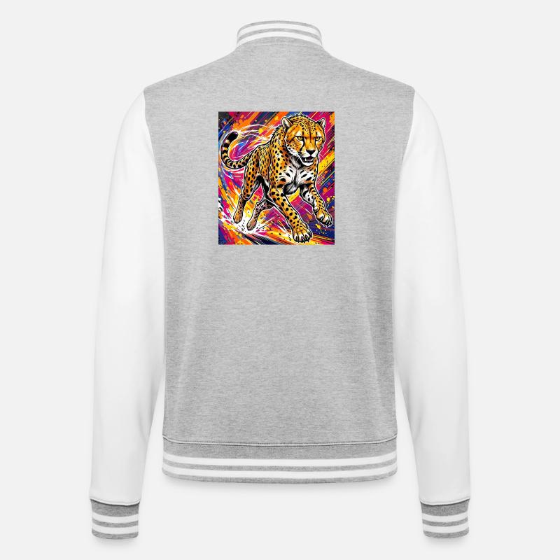 guépard - Veste Teddy - gris chiné / blanc