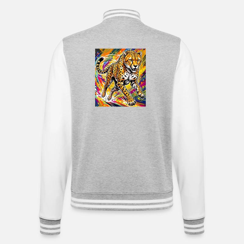 guépard - Veste Teddy - gris chiné / blanc