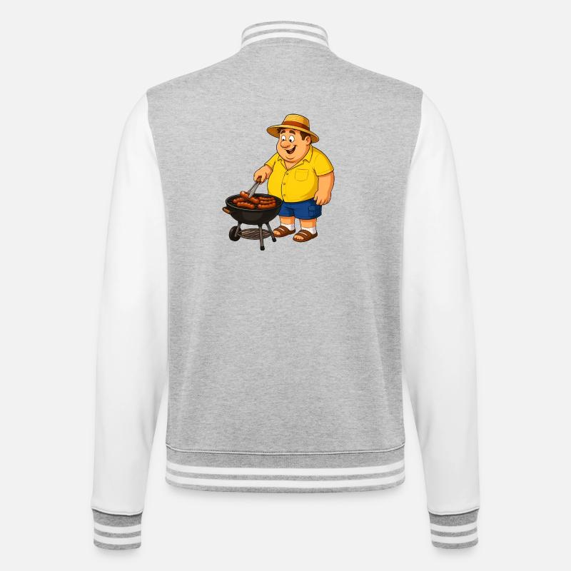 Grillen mit Strohut - College-Sweatjacke - Grau meliert/Weiß