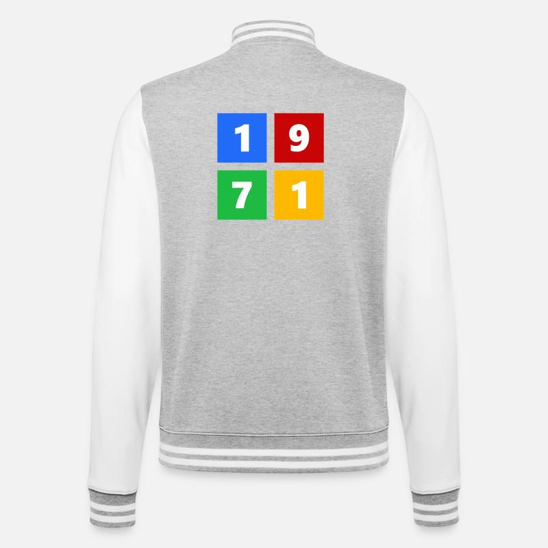 1971 - Veste Teddy - gris chiné / blanc