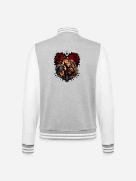 Viking Lovers Heart Motif - College Sweat Jacket - heather grey/white