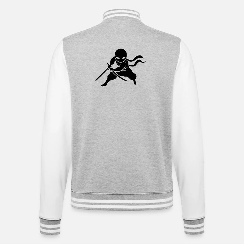 Ninja Samurai - College-Sweatjacke - Grau meliert/Weiß