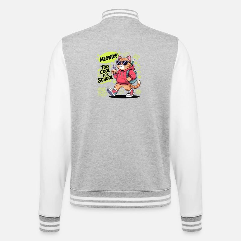 Chat de l’école - Veste Teddy - gris chiné / blanc