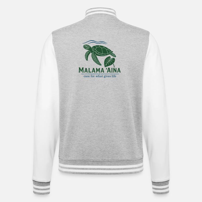 Malama Aina Turtle - College Sweat Jacket - heather grey/white