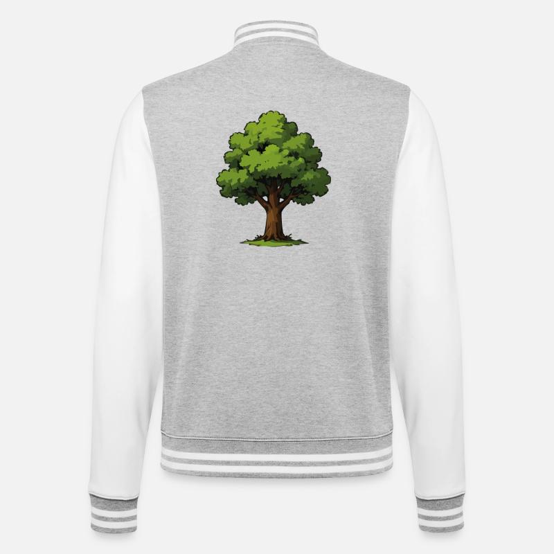 Tree illustration - College Sweat Jacket - heather grey/white