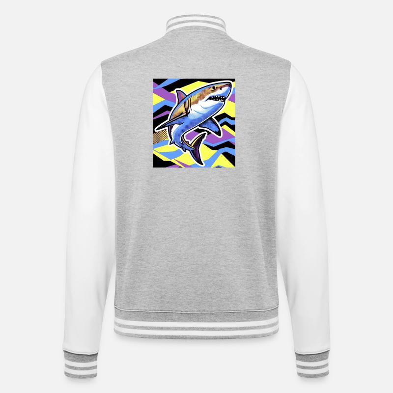 Requin - Veste Teddy - gris chiné / blanc