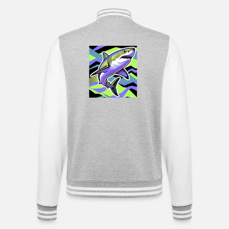 Requin - Veste Teddy - gris chiné / blanc