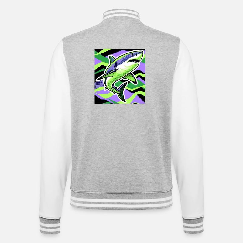 Shark - College Sweat Jacket - heather grey/white