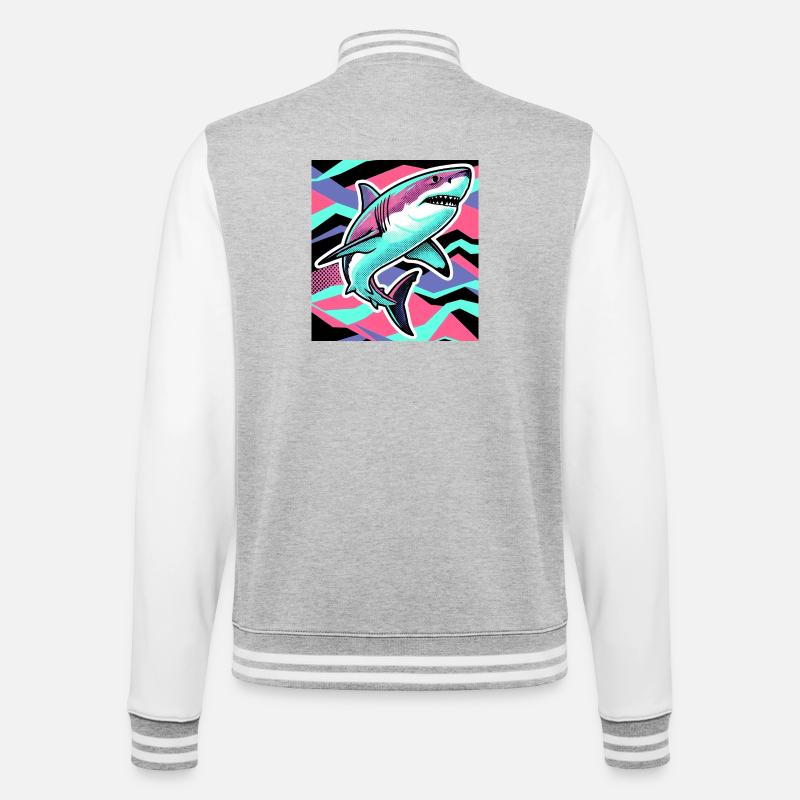 Requin - Veste Teddy - gris chiné / blanc