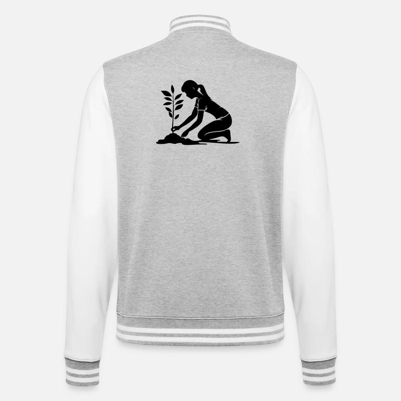 Planting Environment - College Sweat Jacket - heather grey/white