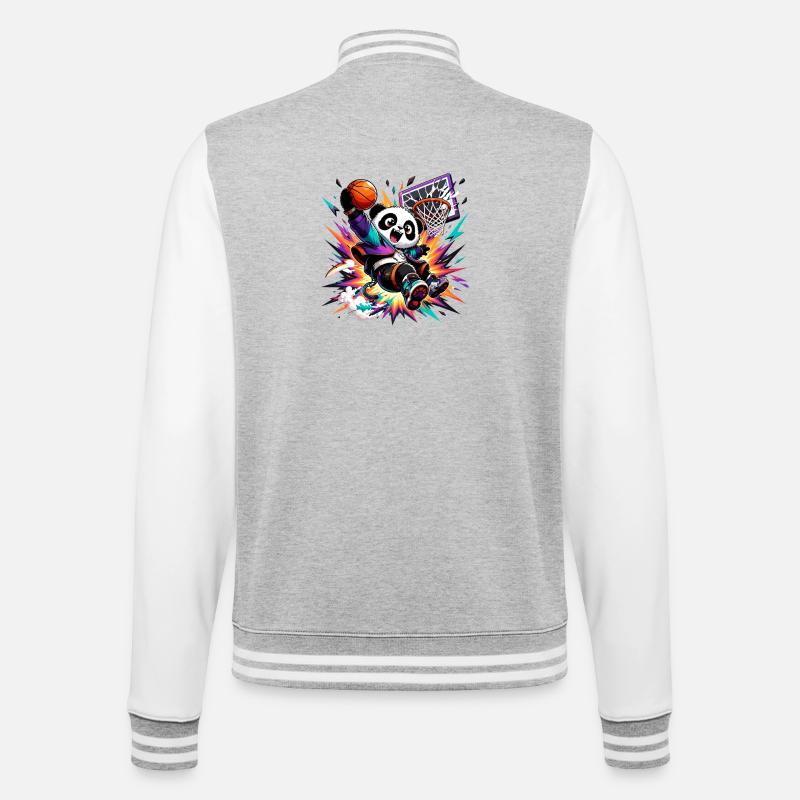 Panda Slam Dunk Neon - College Sweat Jacket - heather grey/white