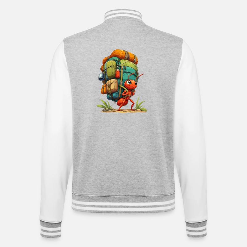 Wandering ant with backpack - College Sweat Jacket - heather grey/white