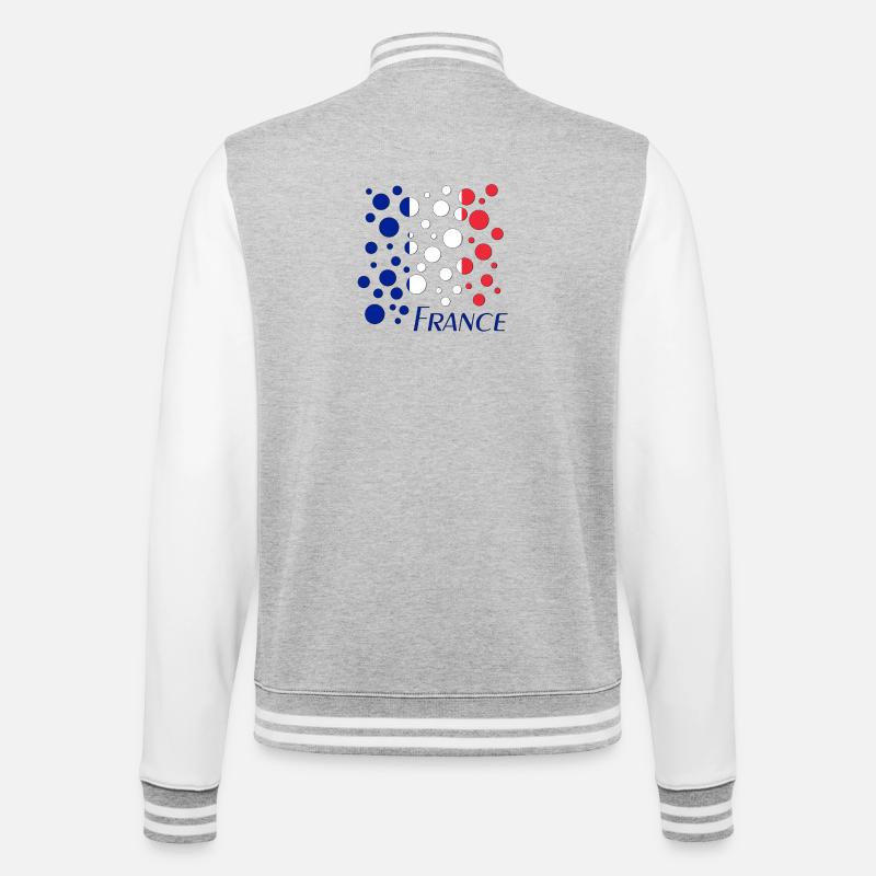 French Circle Dots Pattern - College Sweat Jacket - heather grey/white