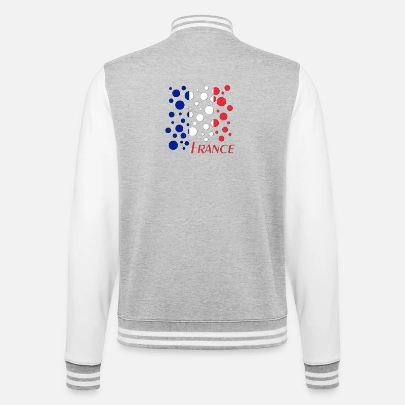 France Dot Pattern Flag - College Sweat Jacket - heather grey/white