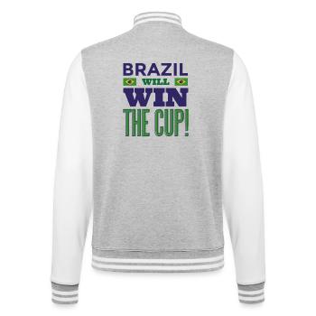 Brazil Will Win The Cup Fussball Fan Shirt - College-Sweatjacke - Grau meliert/Weiß - Hinten - Marisol (170cm)