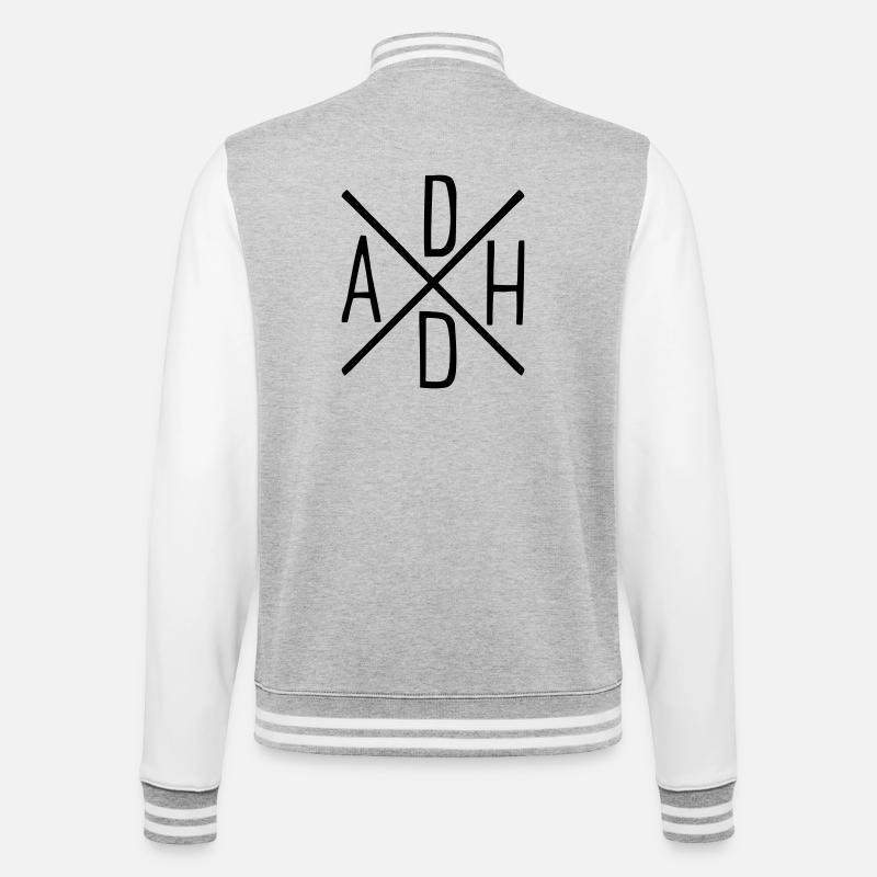 ADHS - College-Sweatjacke - Grau meliert/Weiß
