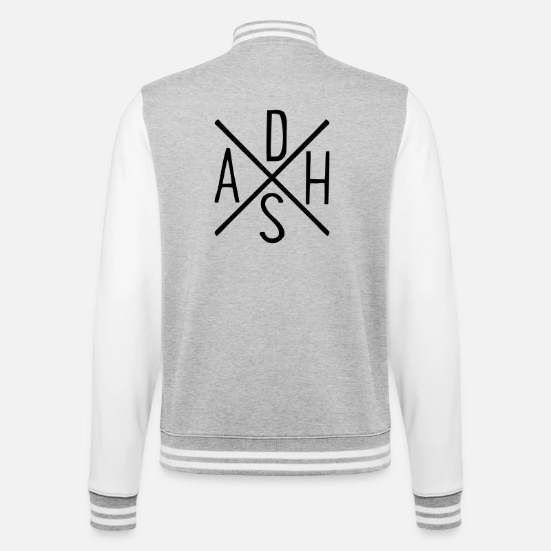 ADHS - College-Sweatjacke - Grau meliert/Weiß