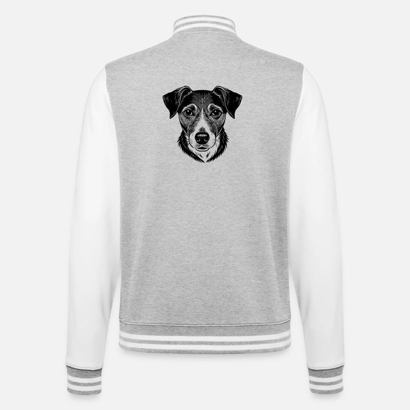 Jack russel head - College Sweat Jacket - heather grey/white