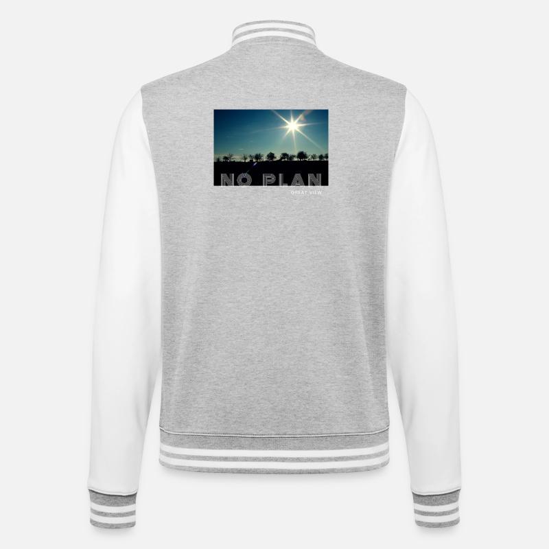 no plan - College Sweat Jacket - heather grey/white