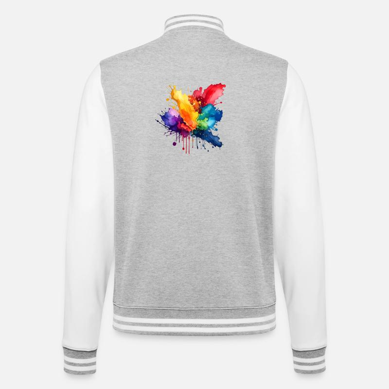 Paint Splash Explosion - College Sweat Jacket - heather grey/white