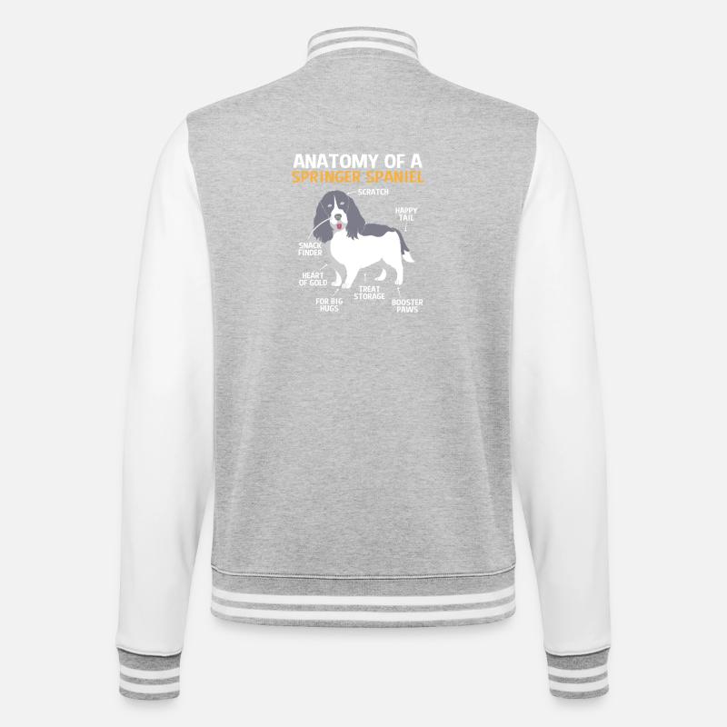 Springer Spaniel - College Sweat Jacket - heather grey/white