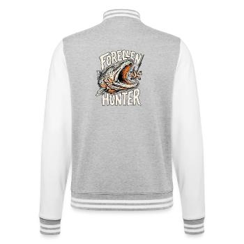 Forellen Angler - College-Sweatjacke - Grau meliert/Weiß - Hinten - Marisol (170cm)