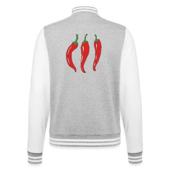 Drei rote Chilischoten Illustration - College-Sweatjacke - Grau meliert/Weiß - Hinten - Marisol (170cm)