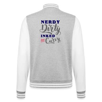Nerdy Dirty Inked Curvy - College-Sweatjacke - Grau meliert/Weiß - Hinten - Marisol (170cm)