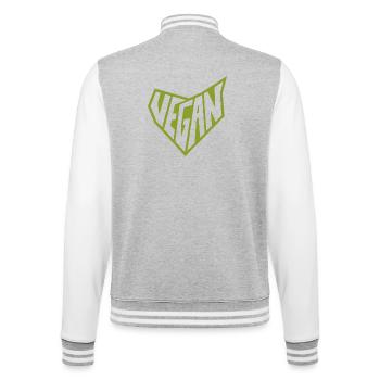 Vegan Glyph Schild-Design - College-Sweatjacke - Grau meliert/Weiß - Hinten - Marisol (170cm)