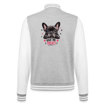 Give Me Treats French Bulldog Cutie - College Sweat Jacket - heather grey/white - Back - Marisol (170cm)