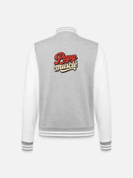 Muskulöser Großvater - College-Sweatjacke - Grau meliert/Weiß