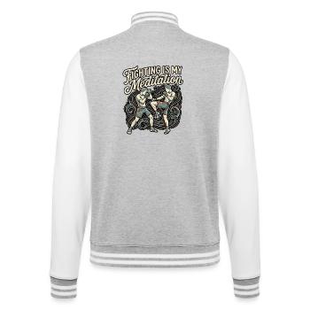 Méditation en arts martiaux - Veste Teddy - gris chiné / blanc - Dos - Marisol (170cm)