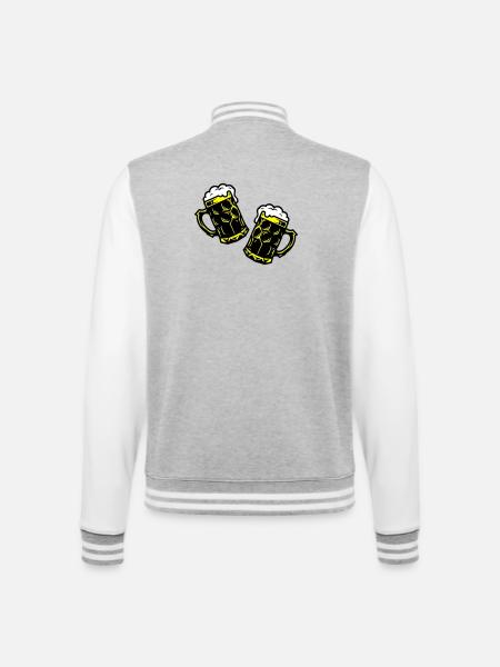 Bierkrug Bier Symbol - College-Sweatjacke - Grau meliert/Weiß