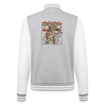 Zander Raubfischangler  - College-Sweatjacke - Grau meliert/Weiß - Hinten - Marisol (170cm)