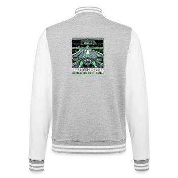 Retro Gaming Endgegner Muder - College-Sweatjacke - Grau meliert/Weiß - Hinten - Marisol (170cm)