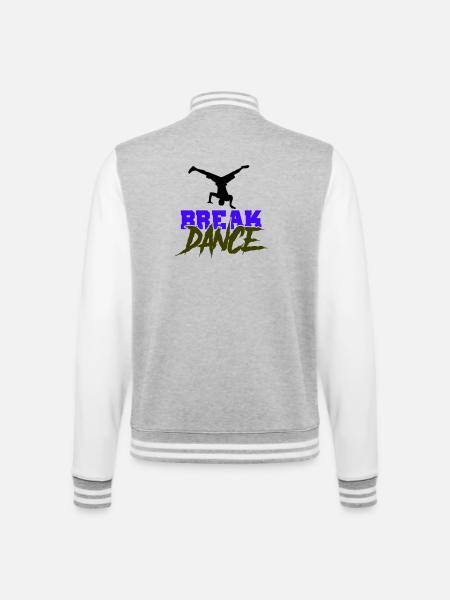 Breakdance Schriftzug Kontrast - College-Sweatjacke - Grau meliert/Weiß