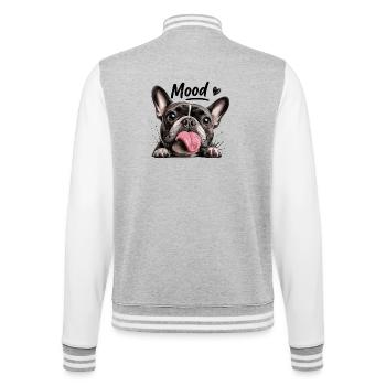 Mood funny french bulldog dog with - College Sweat Jacket - heather grey/white - Back - Marisol (170cm)