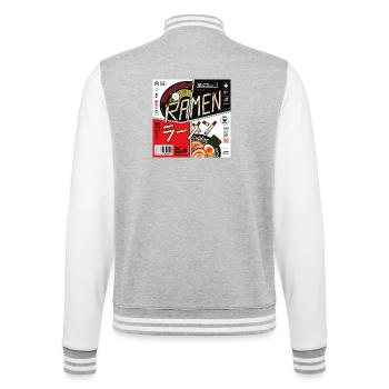 Ramen Design | Kanji | Japanische Schriftzeichen - College-Sweatjacke - Grau meliert/Weiß - Hinten - Marisol (170cm)