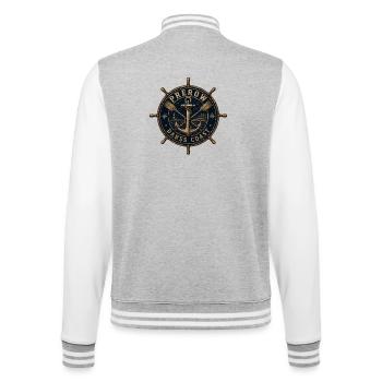Ancrage de volant vintage Prerow Darss Coast - Veste Teddy - gris chiné / blanc - Dos - Marisol (170cm)