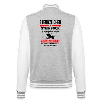 Steinbock Sternzeichen Horoskop Aszendent Perfekt - College-Sweatjacke - Grau meliert/Weiß - Hinten - Marisol (170cm)